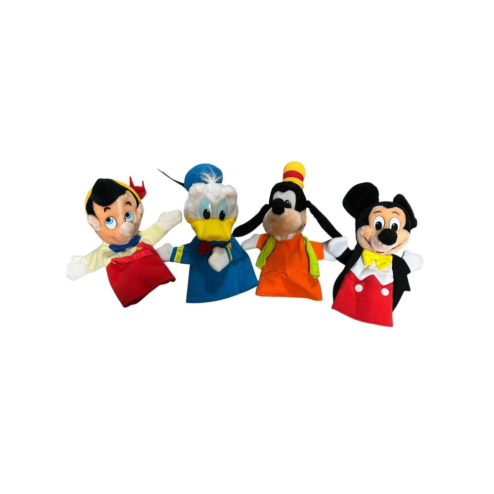 Vintage Disney Hand Puppets- Mickey, Donald Duck, Goofy & Pinocchio